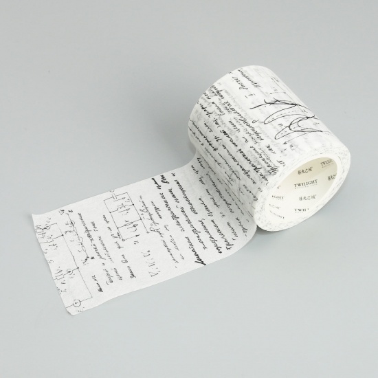 Picture of Paper Adhesive Washi Tape White Mathematical Formula 50mm, 1 Piece (Approx 8 M/Roll)