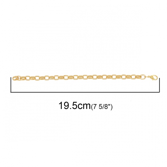 Immagine di Lega di Ferro Fibbia Aragosta Catena Singolare Braccialetti Oro Placcato , lunghezza: 19.5cm, 1 Serie ( 12 Pz/Serie)