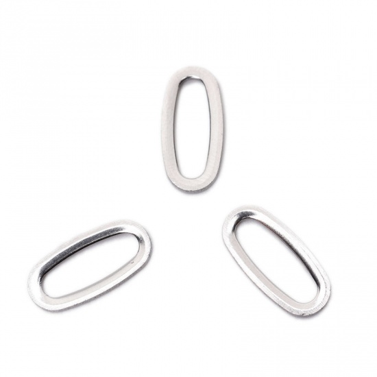 Picture of 304 Stainless Steel Chain Tail Extender Charms Oval Silver Tone 12mm x 5mm, 10 PCs