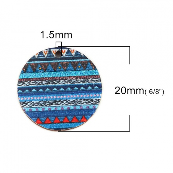 Immagine di Legno Charms Tondo Multicolore 20mm x 20mm, 30 Pz