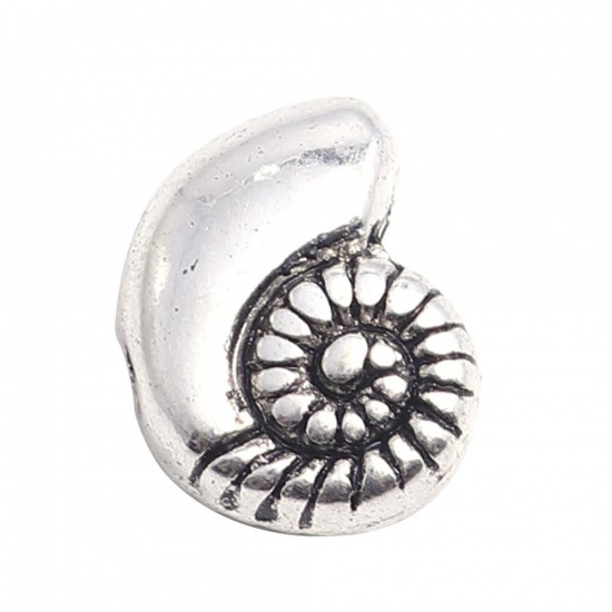 Immagine di Lega di Zinco Gioielli Oceanici Perline Conchiglia Argento Antico Circa 16mm x 9mm, Foro:Circa 1.4mm, 50 Pz
