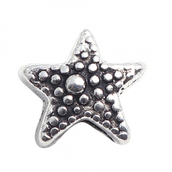 Picture of Zinc Based Alloy Ocean Jewelry Beads Shell Antique Silver Color 12mm x 12mm, Hole: Approx 3mm, 30 PCs