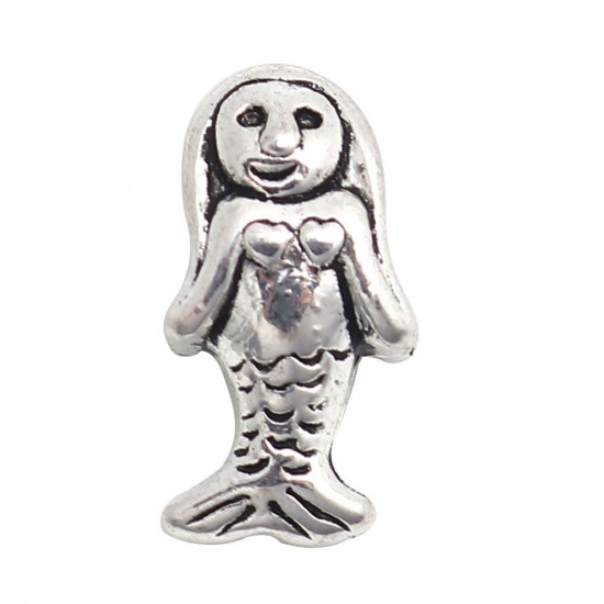 Picture of Zinc Based Alloy Ocean Jewelry Beads Shell Antique Silver Color 12mm x 12mm, Hole: Approx 3mm, 30 PCs