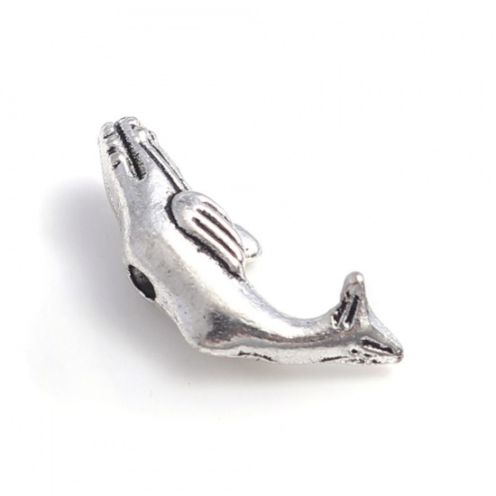 Immagine di Lega di Zinco Gioielli Oceanici Perline Aragosta Argento Antico Circa 17mm x 11mm, Foro:Circa 1.3mm, 100 Pz