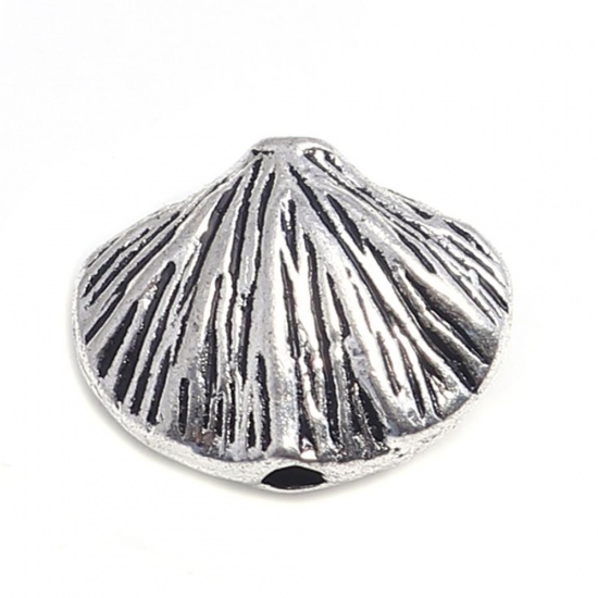 Picture of Zinc Based Alloy Ocean Jewelry Beads Star Fish Antique Silver Color 14mm x 14mm, Hole: Approx 1.6mm, 100 PCs