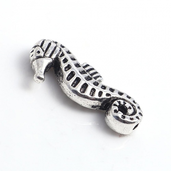 Picture of Zinc Based Alloy Ocean Jewelry Beads Star Fish Antique Silver Color 15mm x 15mm, Hole: Approx 1mm, 50 PCs