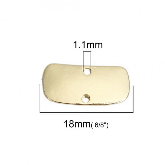 Immagine di Lega di Zinco Pendenti Charms Connettori Accessori Rettangolo Colore Oro 18K 18mm x 9mm, 10 Pz