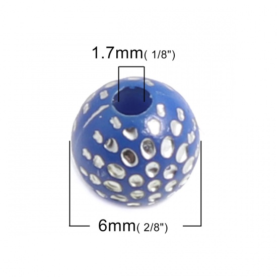 Picture of Acrylic Beads Round At Random Dot Pattern About 6mm Dia., Hole: Approx 1.7mm, 1000 PCs