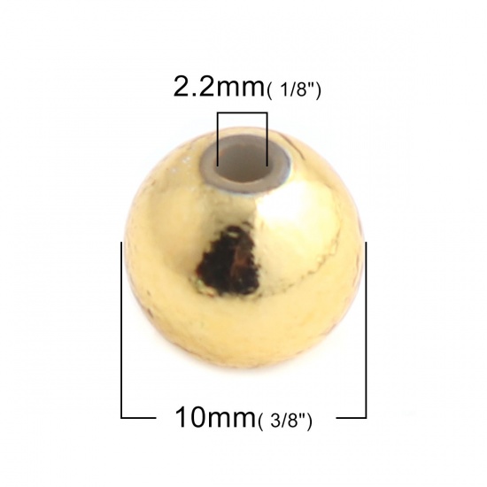 Imagen de Acrílico Cuentas Ronda Amarillo de Oro Revestimiento 10mm Diámetro, Agujero: Aprox 2.2mm, 200 Unidades