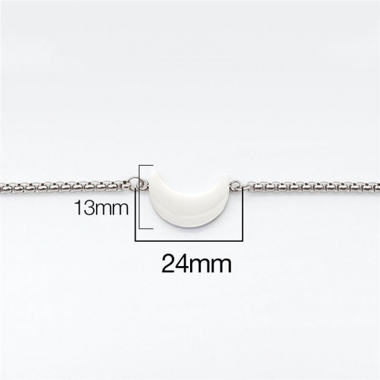 Picture of 316 Stainless Steel Adjustable Slider/ Slide Bolo Bracelets Gold Plated Half Moon 28cm(11") long, 1 Piece