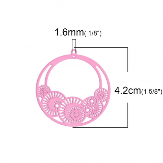 Image de Pendentifs Estampe en Filigrane en Laiton Rond Noir Roue Dentée 42mm x 39mm, 10 Pcs
