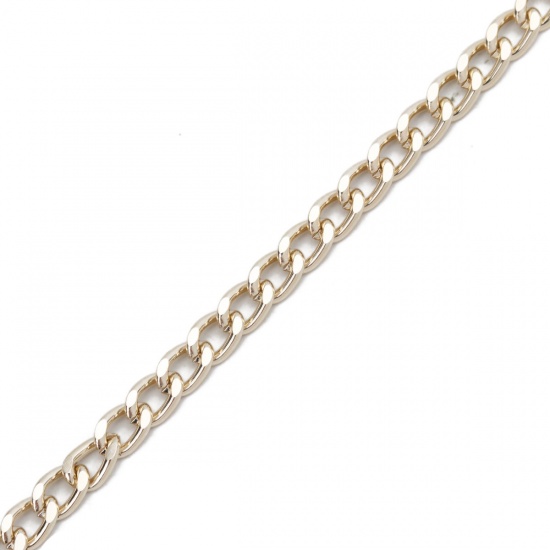 Picture of Aluminum Link Curb Chain Findings Light Golden 10mm x 7mm, 5 M