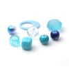 Bild von Acryl Spacer Perlen Zwischenperlen Zufällig mix Blau ca. 18mm x 13mm - 8mm, Loch:ca. 9.7mm x 6.4mm - 1.2mm, 100 Gramm