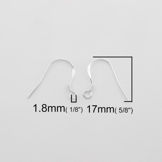 Picture of Sterling Silver Earrings Findings Silver W/ Loop 17mm x 15mm, Post/ Wire Size: (22 gauge), 1 Gram (Approx 6-8 PCs)