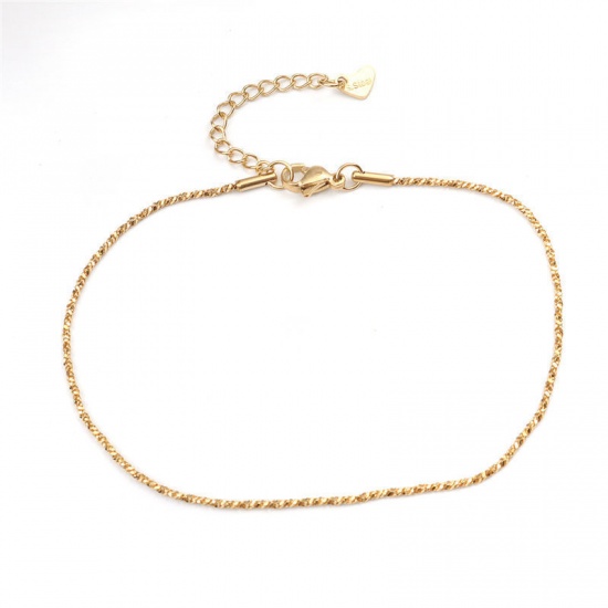 Picture of 1 Piece Vacuum Plating 304 Stainless Steel Anklet Gold Plated 22cm(8 5/8") long