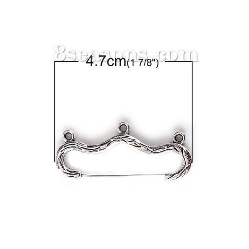 Picture of Zinc Based Alloy Pin Brooches Findings Bow And Arrow Antique Silver Color W/ Loop 47mm(1 7/8") x 20mm( 6/8"), 10 PCs