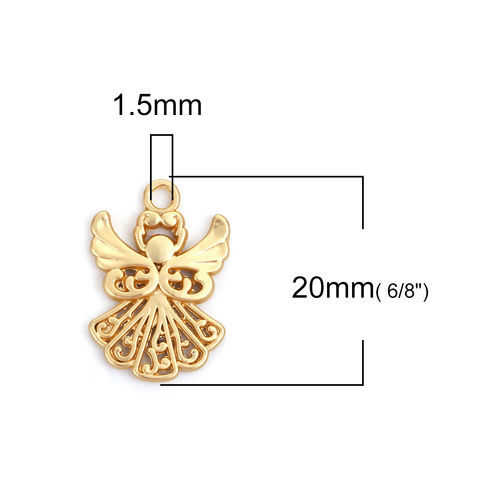 Picture of Zinc Based Alloy Charms Angel Matt Gold Hollow 20mm( 6/8") x 14mm( 4/8"), 5 PCs