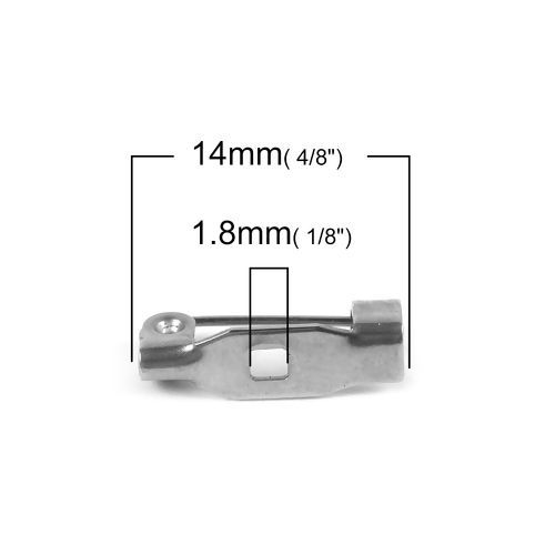 Bild von 304 Edelstahl Brosche Zubehör Rechteck Silberfarbe 14mm x 4mm, 20 Stück