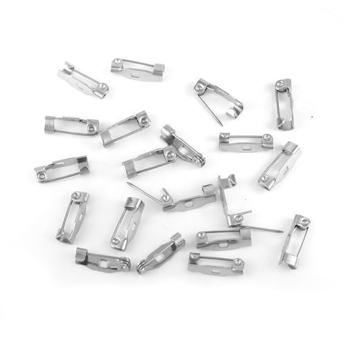 Immagine di 304 Acciaio Inossidabile Spilla Accessori Rettangolo Tono Argento 14mm x 4mm, 20 Pz