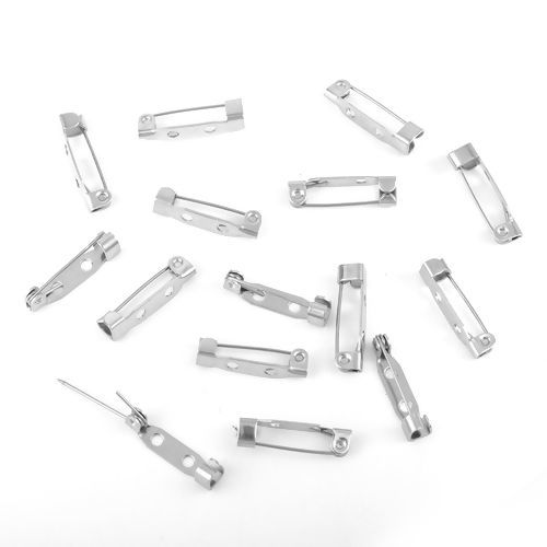 Immagine di 304 Acciaio Inossidabile Spilla Accessori Rettangolo Tono Argento 19mm x 5mm, 20 Pz