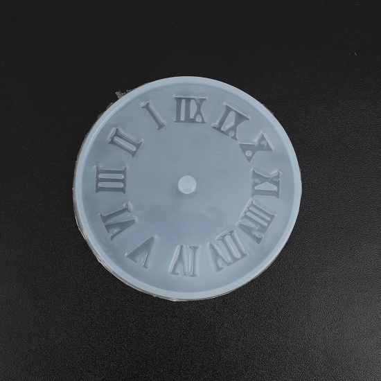 Picture of Silicone Resin Mold For Jewelry Making Clockface White Number 15.3cm(6") Dia., 1 Piece