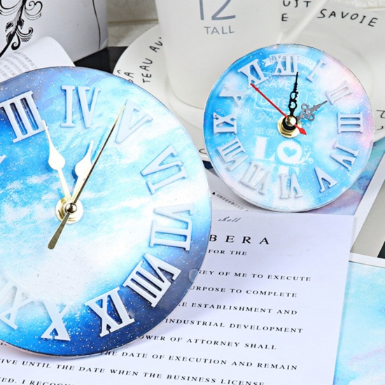 Picture of Silicone Resin Mold For Jewelry Making Clockface White Number 15.3cm(6") Dia., 1 Piece
