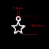 Изображение Цинковый Сплав Подвески Звезда Посеребренный 13мм(Размер США 1,75) x 10мм, 100 ШТ