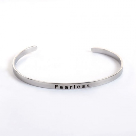 Picture of Stainless Steel Positive Quotes Energy Open Cuff Bangles Bracelets Message 