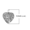 Image de Pendentifs en Alliage de Zinc Cœur Arbres Argent Vieilli 64mm x 50mm, 3 Pcs