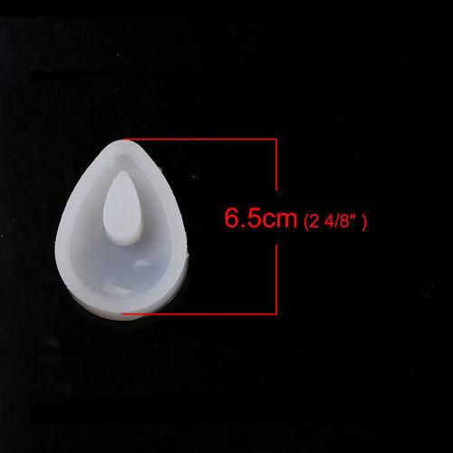 Immagine di Silicone Muffa della Resina per Gioielli Rendendo Goccia Bianco 65mm x 47mm, 2 Pz