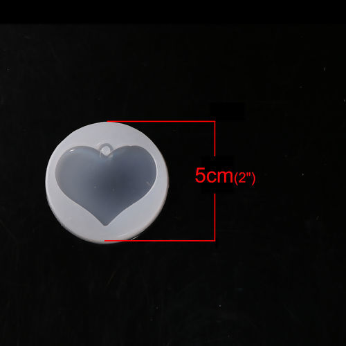 Immagine di Silicone Muffa della Resina per Gioielli Rendendo Tondo Bianco Cuore 5cm Dia. 4 Pz