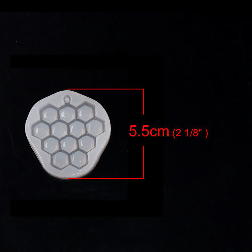 Immagine di Silicone Muffa della Resina per Gioielli Rendendo alveare Bianco 55mm x 53mm, 3 Pz