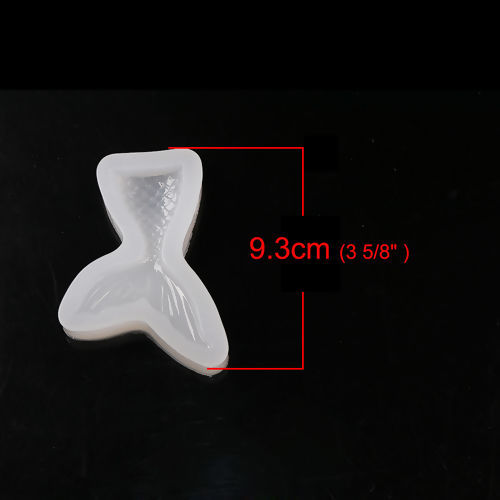 Immagine di Silicone Muffa della Resina per Gioielli Rendendo Sirena Pesce Bianco 93mm x 68mm, 1 Pz