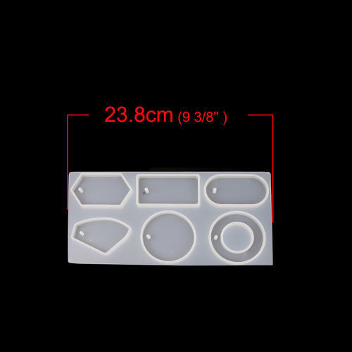 Imagen de Silicone Resin Mold For Jewelry Making Rectangle White Oval 23.8cm(9 3/8") x 11.7cm(4 5/8"), 1 Piece