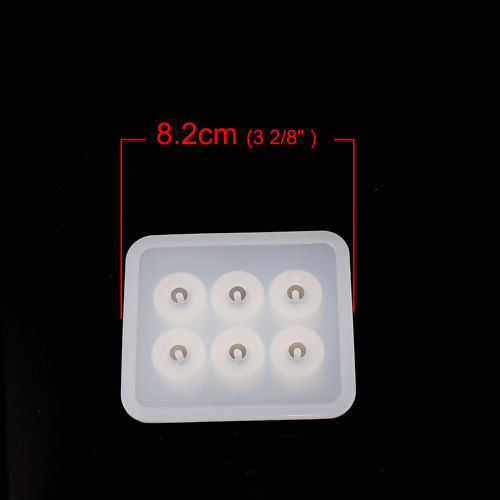 Picture of Silicone Resin Mold For Jewelry Making Rectangle White Oval 82mm(3 2/8") x 71mm(2 6/8"), 1 Piece