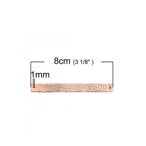 Picture of Real Leather Earring Components Pendants Rose Gold Rectangle 80mm(3 1/8") x 8mm( 3/8"), 5 PCs