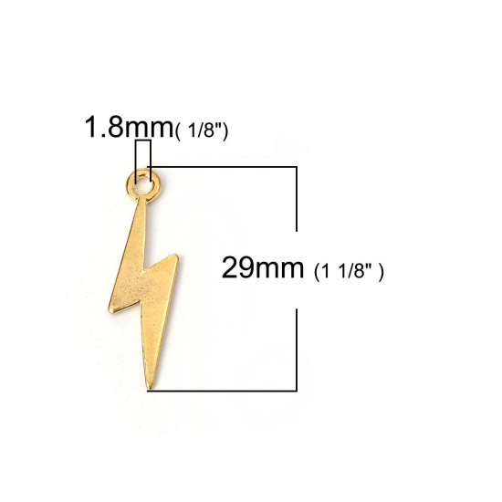 Picture of Zinc Based Alloy Weather Collection Charms Lightning Gold Plated 29mm(1 1/8") x 9mm( 3/8"), 30 PCs