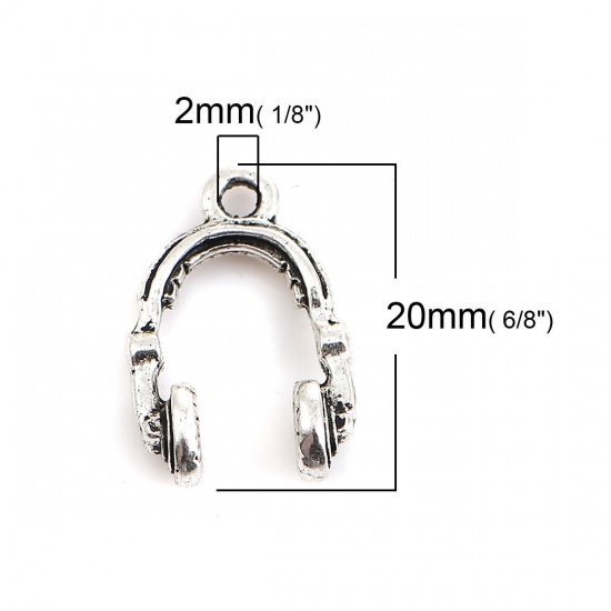 Immagine di Lega di Zinco Musica Charms Cuffia Argento Antico 20mm x 13mm , 20 Pz