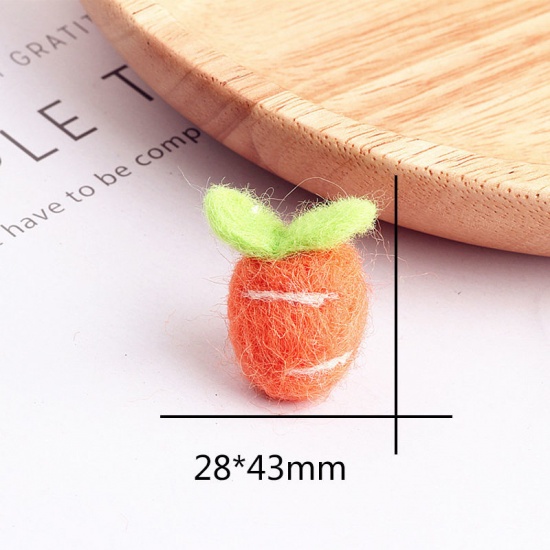 Picture of Wool Felt For DIY & Craft Green Orange Carrot 43mm(1 6/8") x 28mm(1 1/8"), 1 Piece