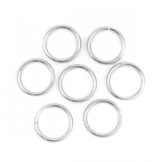 Picture of 1.4mm 304 Stainless Steel Opened Jump Rings Findings Silver Tone 15mm( 5/8") Dia., 1 Packet (Approx 500 PCs/Packet)