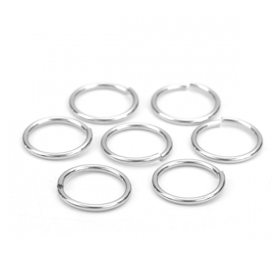 Picture of 1.4mm 304 Stainless Steel Open Jump Rings Findings Silver Tone 15mm( 5/8") Dia., 1 Packet (Approx 500 PCs/Packet)