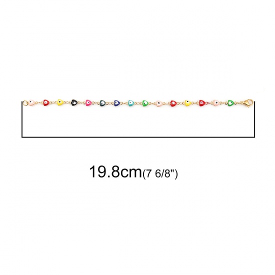 Picture of 304 Stainless Steel Bracelets Gold Plated Multicolor Evil Eye Enamel 19.8cm(7 6/8") long, 1 Piece