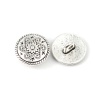 Picture of Zinc Based Alloy Metal Sewing Shank Buttons Round Antique Silver Color Carved Pattern Carved 15mm Dia., 50 PCs