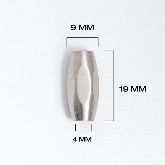 Bild von 304 Edelstahl Magnetverschluss Barrel Silberfarbe Facettiert Matt 19mm x 9mm, 1 Stück