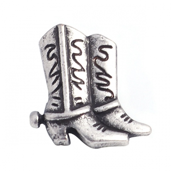 Picture of Zinc Based Alloy Sewing Shank Buttons Single Hole Shoes Antique Silver Color Filled 16mm x 15mm, 10 PCs