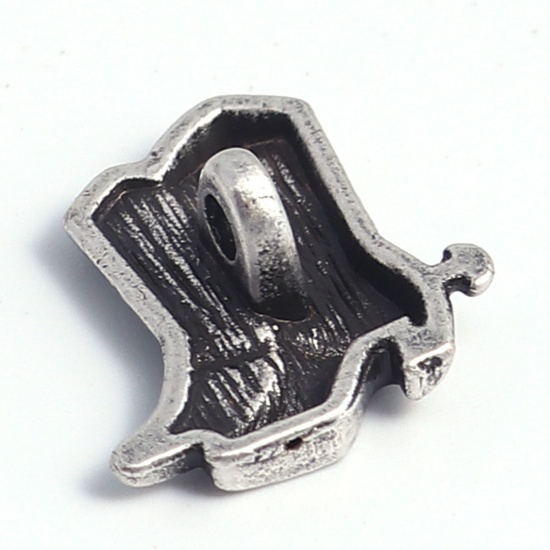 Immagine di Lega di Zinco Gambo Bottone Single hole Scarpe Argento Antico Riempito 16mm x 15mm, 10 Pz