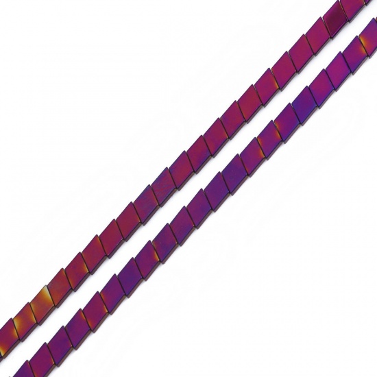 Picture of (Grade A) Hematite Beads Rhombus Purple About 9mm x 6mm, Hole: Approx 1mm, 41cm(16 1/8") long, 1 Strand (Approx 60 PCs/Strand)