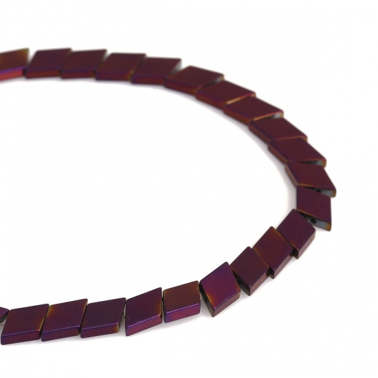 Picture of (Grade A) Hematite Beads Rhombus Purple About 9mm x 6mm, Hole: Approx 1mm, 41cm(16 1/8") long, 1 Strand (Approx 60 PCs/Strand)