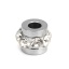 Picture of 304 Stainless Steel Beads Cylinder Silver Tone Clear Rhinestone 5mm x 4mm, Hole: Approx 1.8mm, 10 PCs