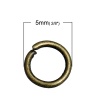 Picture of 0.7mm Iron Based Alloy Open Jump Rings Findings Round Antique Bronze 5mm Dia, 1200 PCs